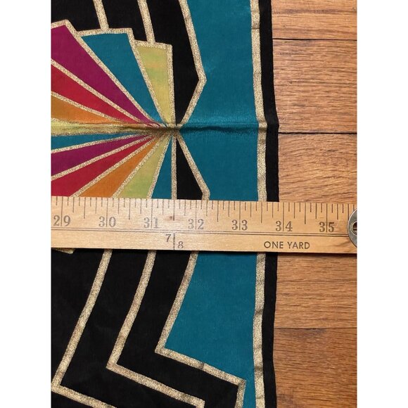 Bob Mackie Silk Scarf Geometric Color Festive Art Deco Vintage (READ) - Picture 9 of 10
